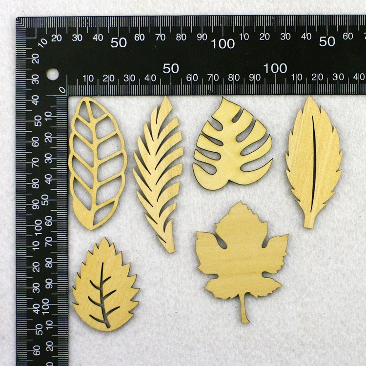 Laser Wooden Craft Leaves Die Cut Embellishments For Diy Handicraft Die
