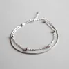 Factory Price 100% 925 Sterling Silver Fashion Concise Beads Snake Bone Chain Bracelets Fine Jewelry for Female