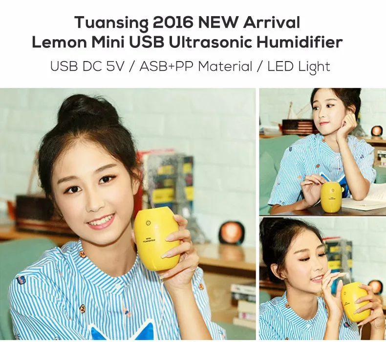 7-colors Colorful Nightlight Portable Cute Lemon USB Air Spray Diffuser Car Humidifier