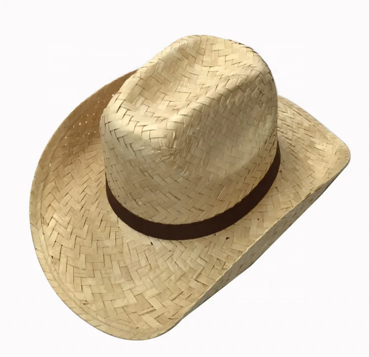 Cheap palm straw mexican sombrero hat cowboy floppy hat for summer 