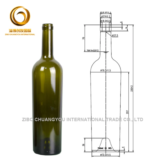 Fancy Sample Size 750ml Taper Shape Red Wine Glass Bottle Buy