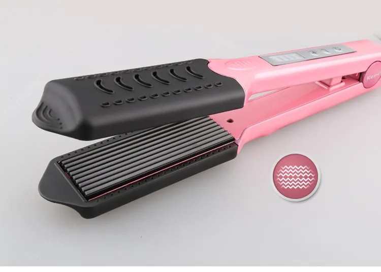 Kemei Professional 2 In 1 Hair Straightener & Curler With Lcd Display