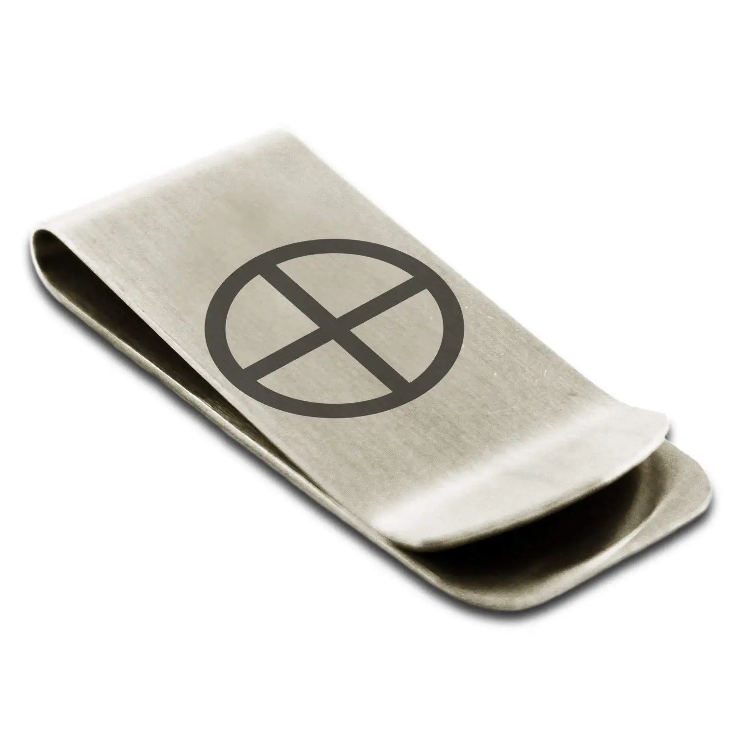 Stainless Steel Solar System Planetary Earth Symbol Engraved Money Clip Credit Card Holder