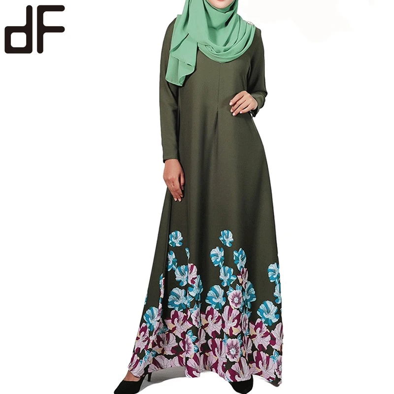 Oem Islamice Clothing Como Crepe Printed Floral Fashion Muslimah Jubah