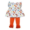 Girls Fall boutique Outfit Korean Fashion Design Clothing Fox Print Dress Matching Icing Pants Baby Girl Clothes
