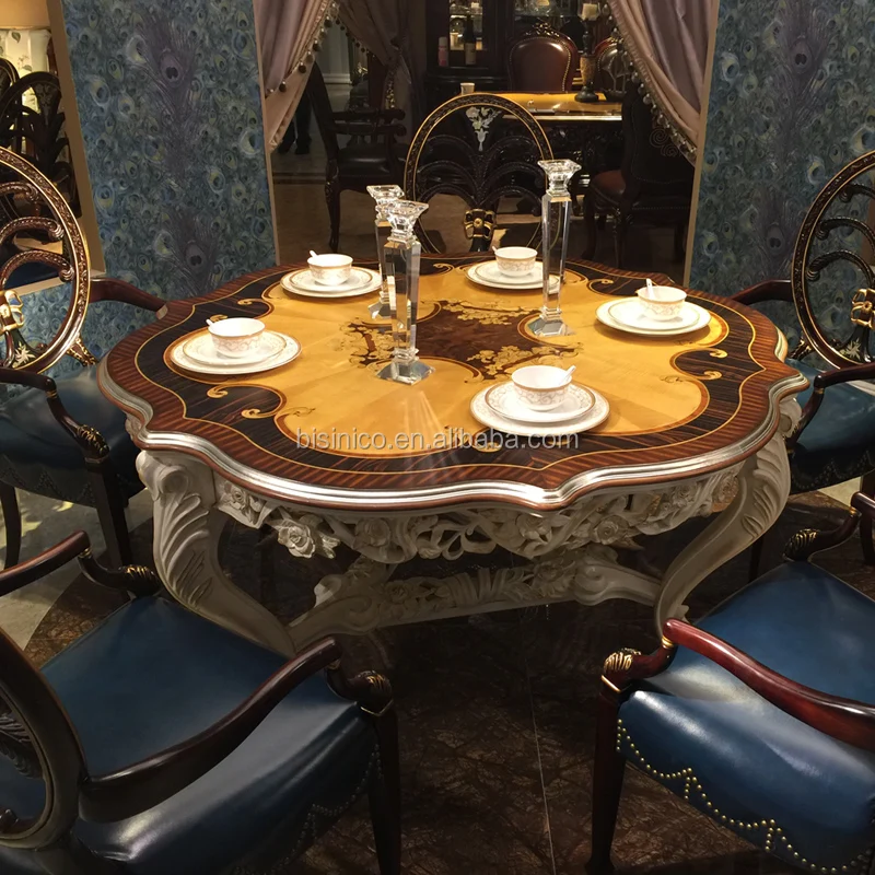 Bisini European Luxury Palace Handcarved Wooden Dining Room Set,Palace