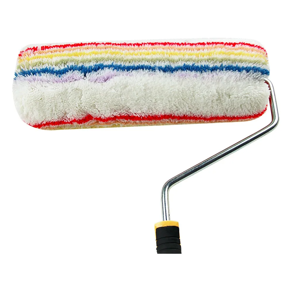 Rubber Handle High Density Long Pile Nap Paint Roller Rainbow Color