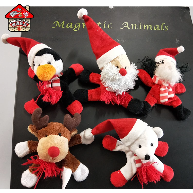 Cheap Plush Christmas Santa Character Stuffed Animal Toy Fridge Magnet Toy