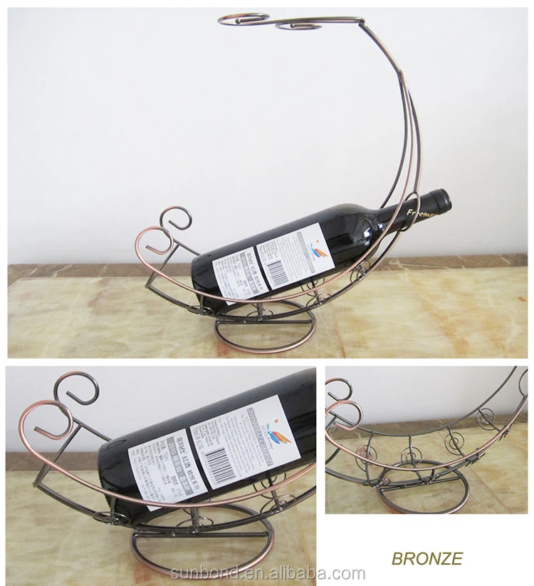 Bar Table Stand Decor Metal Golden Wine Whisky Glass Rack Wine Bottle