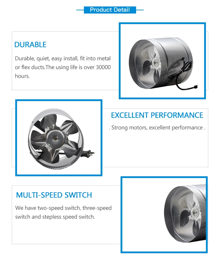 4/6/8 inch Hydroponic exhaust air Duct Fans for ventilation