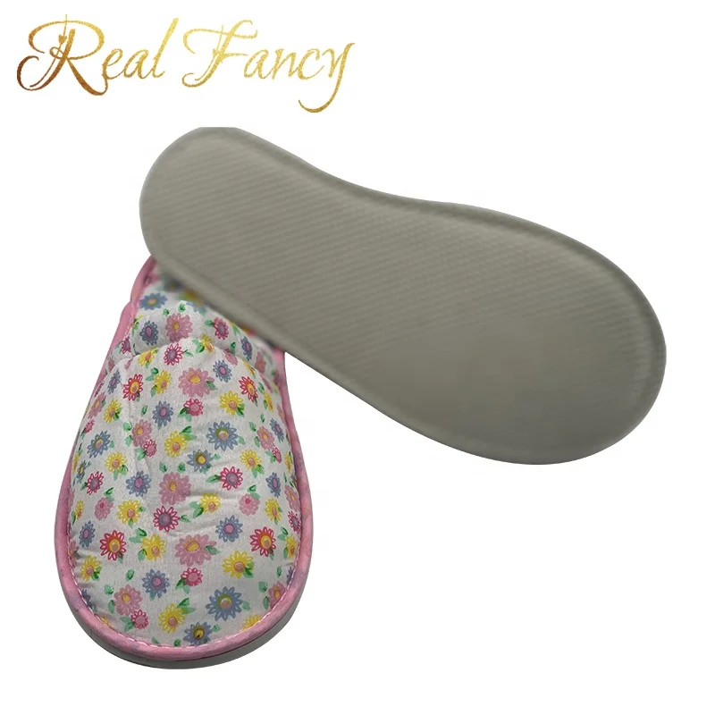 Cheap Custom Comfortable Print Cotton Disposable Traveling Slippers for Hotel