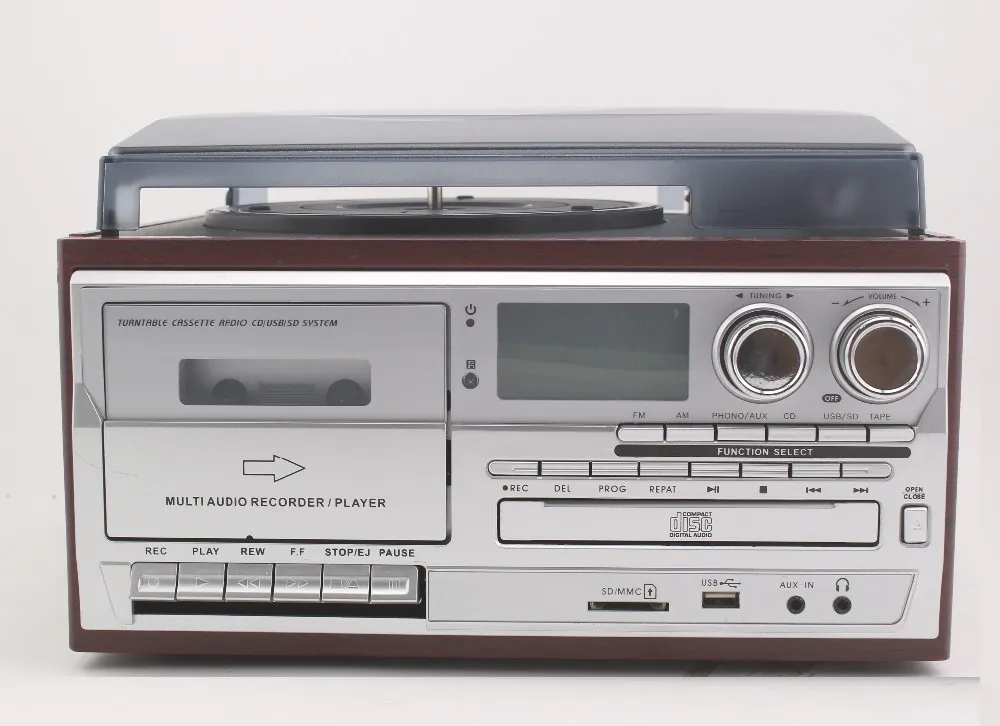 Classic Manual Record Player With Audio Stereo Turntable System& Record