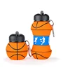 Custom Compressible Silicone Sports Drinking Bottle With Straw