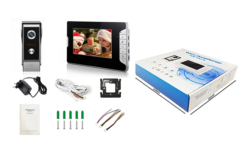 Wired Video Doorbell Intercom System 7''Inch Color Screen ,Dual-way Intercom,Monitor,Unlock with Night Vision Camera