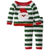Drop Shipping Christmas Baby Kid Boys Girls Santa Claus Clothes Pattern Striped Long Sleeve Winter Clothing Outfit