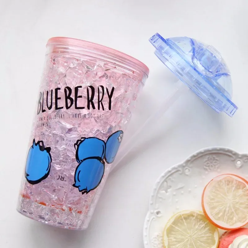 Custom Crystal Freezer Drinking Cup,22oz Plastic Double Wall Gel