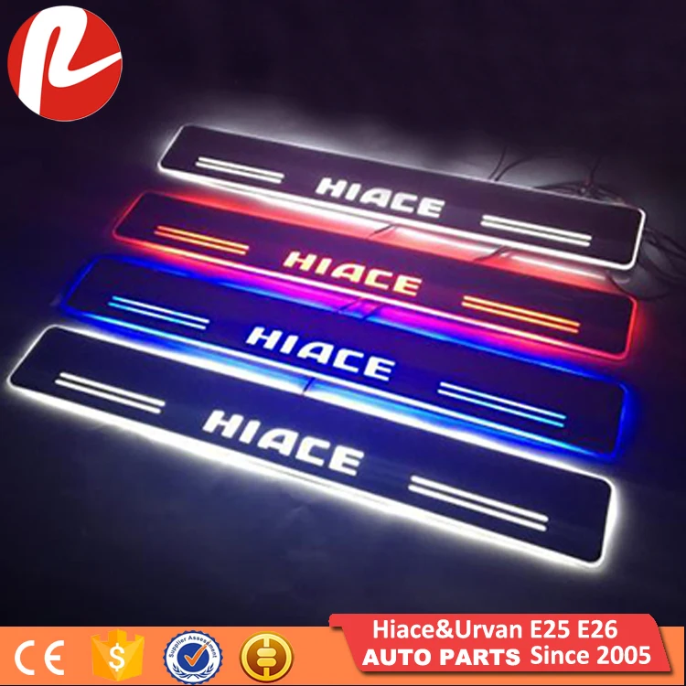 Stainless Sliding Door Led Streamer Light Moving Door Sills Trim Scuff Plate For Hiace 2005 20 Buy Stainless Scuff Plate Door Sill Scuff Plate Led