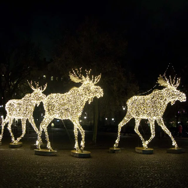 Outdoor Lighted Christmas Sculpture Lights Reindeer Moose Led For