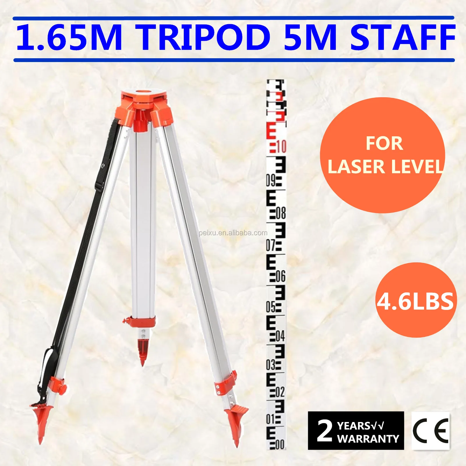 Tripod & 5m Survey levelling Staff For Rotary Auto Levels and Lasers 