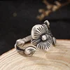 S925 Sterling Silver Retro Matte Ring for Women Exquisite Moth Orchid Butterfly Opening Ring Best Jewelry Gift