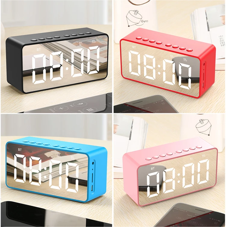 portable mirror bt speaker handsfree stereo bass speaker with fm radio - ANKUX.COM