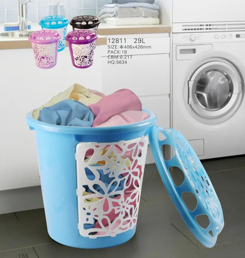 Haixing New Design Pp Mesh Round Laundry Hamper Basket With Lid