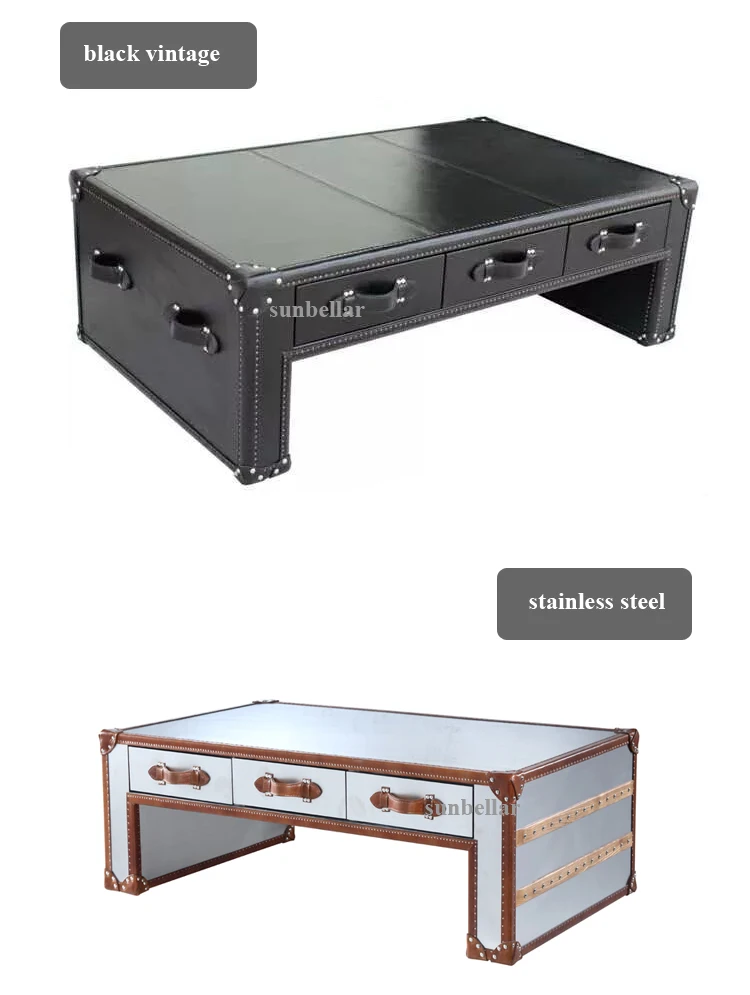 Luxury Vintage Trunk Coffee Table 100genuine Leather Antique Chests