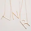 Fashion Stainless Steel large Initial Necklace Oversize Letter Alphabet Personalized Sideways Charm Necklace For Women