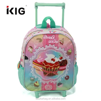 New Design Cake Pattern Kid S Pull School Backpack Book Bag With Wheels New Design Cake Pattern Kid S Pull School Backpack Book Bag With Wheels