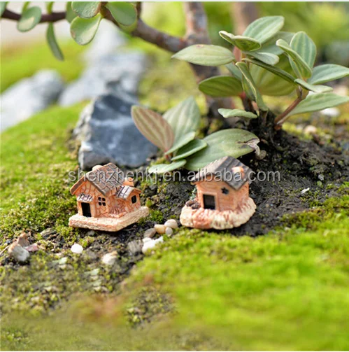Ornament Micro Landscape Mini Small House Moss Cottages Figurines & Miniatures 