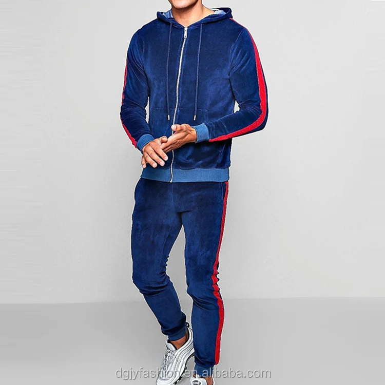 blue velour tracksuit mens