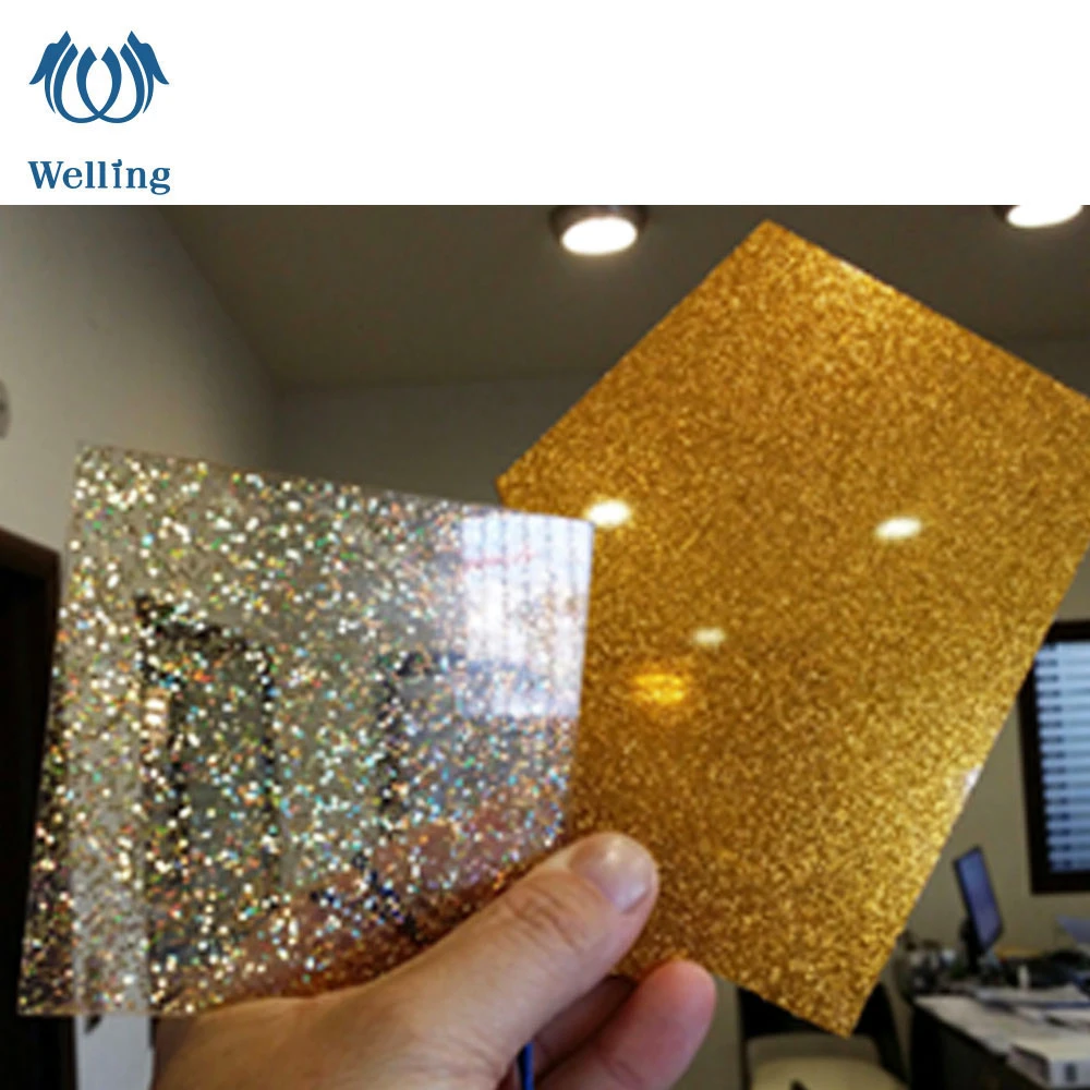 wholesale price 3mm gold glitter acrylic
