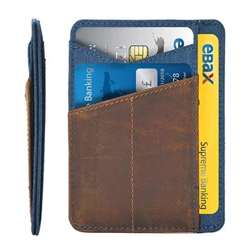 xiaoxioaguo Tarjetero para hombre de la cartera de tarjetas de cr/édito titular de la tarjeta de cr/édito de negocios neutral cuero PU doble capa titular de la tarjeta de