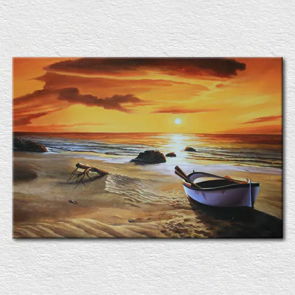 Arte Impreso Imagen Moderna De Color Calido De Arte La Escena De La Playa En Puesta De Sol De Pintado A Mano Pintura Al Oleo Envio Gratuito Buy Arte
