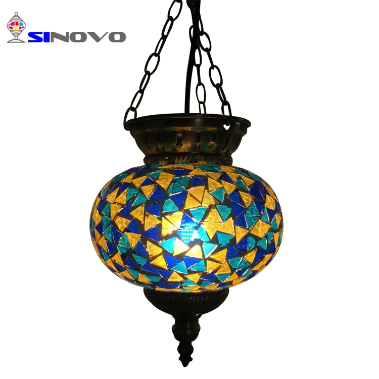 Turkish industrial art island kitchen hanging metal mossic glass large pendant light