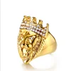 European And American Wind Punk Accessories Stainless Steel Drill Crown Casting Rings Gold Men