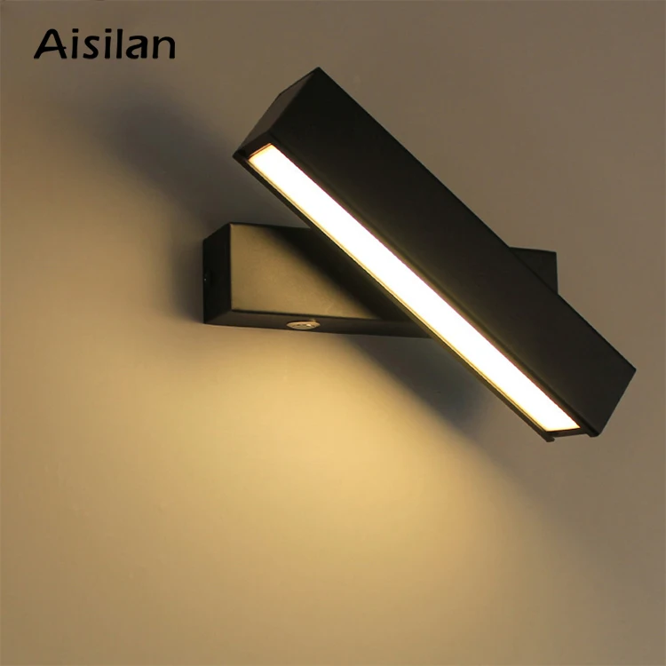 Aisilan Modern Interior Design Adjustable Black Aluminum Wall Light for Bedroom Foyer Corridor Balcony LED Wall Lamps