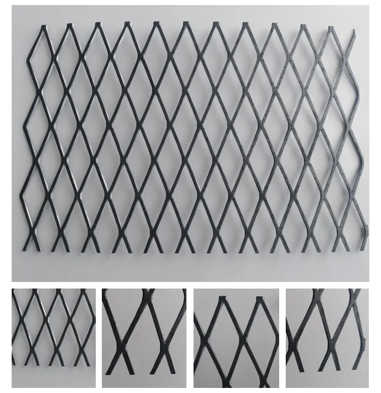 Flattened Sheet Diamond Pattern Opening Black Steel Expanded Metal
