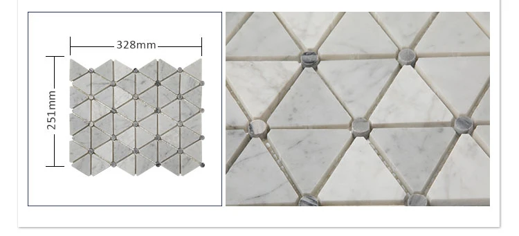 Soft Triangle White Carrara Marble Mosaic Tiles For Kitchen or Backsplash