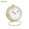 Golden Plating New Round Shaped Metal Case Desk Standing Alarm Clock