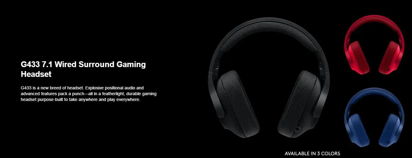 logitech g433 7.1 wired gaming headset with dts headphone