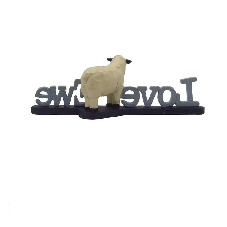 Farm Statues with "Love Ewes" Resin Sheep Animal Crafts Lovely Sheep Statue Decoration