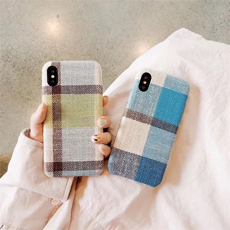 Fashion Classical Cloth Mobile Phone Cover England Plaid Fabric Phone Case For Iphone 7 8 X XS XR XSMAX