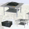 33'' Outdoor BBQ Fire Pit Table with Ceramic Tiles BBQ Beverage Tray