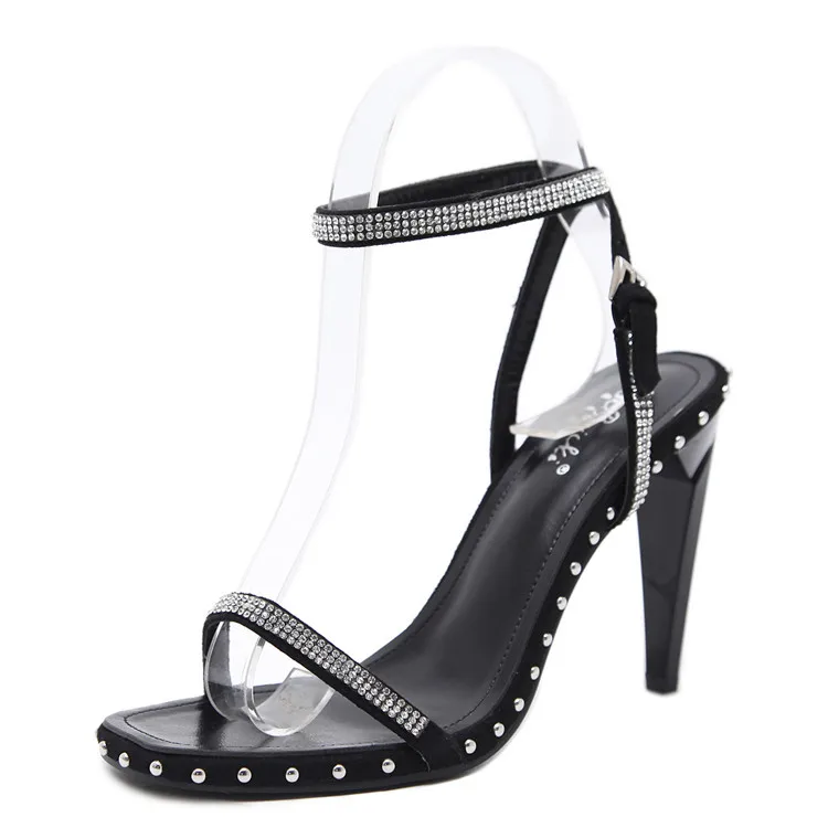 black diamond studded heels