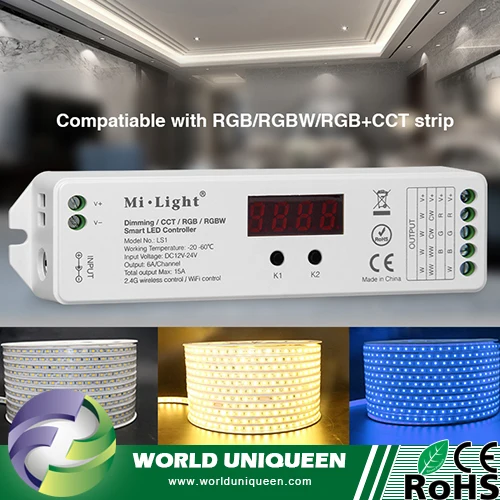 Mi Light LS1 2.4GHz Remote Control 4 IN 1 Single Color / CCT / RGB / RGBW Smart LED Controller for SMD LED Strip Light