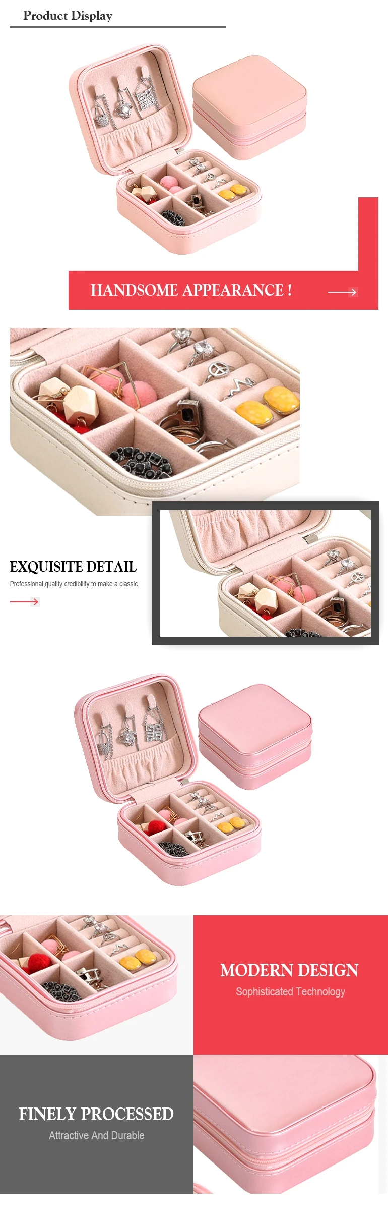 Wholesale Custom Small Leather Travel Jewellery Box Jewelry Organizer