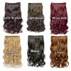 Wigs 22 Inches Hair Curly One-piece Hair Extension Brown Black Red Golden Pieces Kinky Wave Non-reflective 5 Clips Hair Pieces