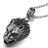 Stainless Steel Mens Boys Wolf Head Pendant Necklace with 30 inches Steel Ball Chain
