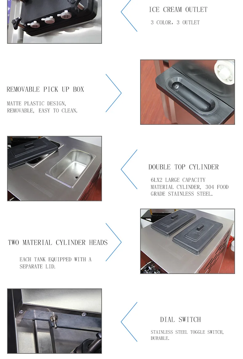 Commercial 3 flavor soft serve ice cream machine factory price